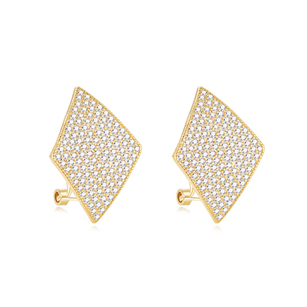 NATURALLY JOJO S925银针优雅几何菱形镶满钻耳钉