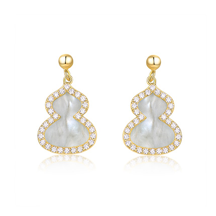 NATURALLY JOJO S925银针小众设计蓝色镶钻葫芦耳钉