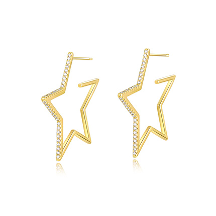 NATURALLY JOJO  S925银针时尚气质镶钻五角星耳环