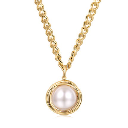 NATURALLY JOJO 创意时尚潮人气质百搭AB链戒指圈珍珠钛钢项链毛衣链